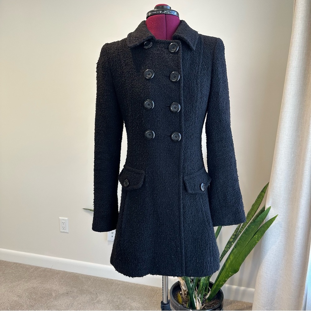 Luxe Arden B. XS Black Double-Breasted Women's wool blend Coat